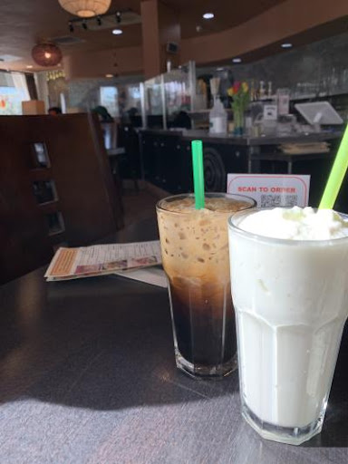 Vanilla milkshake and Thai iced coffee.
